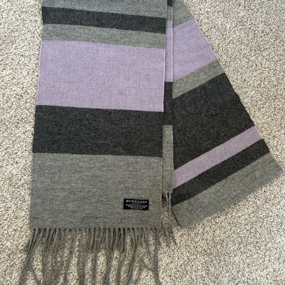 Burberry Gray and Purple Scarf